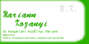 mariann kozanyi business card